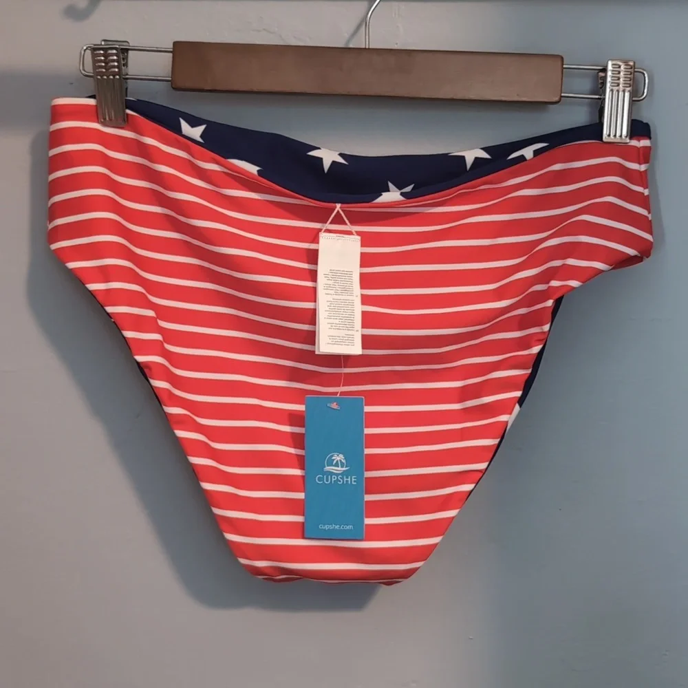 Cupshe American Flag Stars And Stripes Red, White And Blue Bikini Bottoms 🇺🇸 - Picture 4 of 7